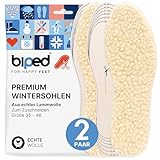 biped 2 Paar Lammwoll Einlegesohlen mit Natur Latex - Extra dick - Robuste Winter-Einlegesohlen - Isolierende Innensohlen zum Zuschneiden z2737