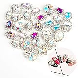 MWOOT 1 Packung Strasssteinchen (1500Stk) und 30 Glitzersteine für Nageldesign, Gemischte Strasssteine Set für Fingernägel Aufkleben, Nagelschmuck Zubehör