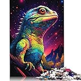 Puzzle für Erwachsene 1000 Teile Eidechsen im Weltraum Puzzle für Erwachsene Puzzle Holzpuzzle Lernspielzeug Familienspiele 75x50cm