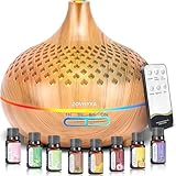 ZOVHYYA 500ML Aroma Diffuser Diffuser Ätherische Öle Mit 8 Ölen Aromatherapie-Diffuser Wenig Lärm Mit Fernbedienung 4 Timer 14 Farben 2 Sprühbilder