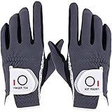 FINGER TEN Golfhandschuhe Herren Links Rechts Golf Handschuh Wert 1 Paar Golfhandschuh Linke Rechte Hand Handschuhe für Männer Golfer, Allwetter Mikrofaser Rain Grip (Grau XL, Paar)
