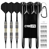 CyeeLife Dartpfeile mit Kunststoffspitze, Dart Pfeile Set, 3 Stück Dartpfeile Plastik für Elektronische Dartscheibe mit 30pcs Softdart Spitzen und Aufbewahrungsbox,18 Gramm Profi Softdarts dartpfeil