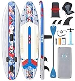 ZLX 320 cm Aufblasbares Stand Up Paddle Board - Premium SUP Board für alle Skill Levels,Stabiles Design,Rutschfestes Deck,Verstellbare Paddel Paddling, Leash & Tragetasche inklusive（Off-Weiß） ﻿ ﻿