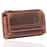 MATADOR Echt Leder Universal Handy-Tasche Holster Gürteltasche Magnetverschluss Quer für Handys bis 6,9 Zoll inkl. Geschenk-Box (Rost Braun)