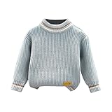 YANFJHV Mädchen Pullover and Winter Pullover Solid Color Round Neck Loose Korean Sweater (Blue, 12-18 Months)