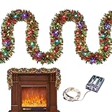 Guvbkfaw 5 M Weihnachtsbaumgirlande, Weihnachts Lametta Girlande Mit LED Lichtern, Weihnachtsbaum Glänzende Girlanden Licht, Glänzende Twist Lichtstreifen, Vorbeleuchtete Dekoration Weihnachtsbaum