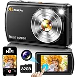 AI Smart Digitalkamera mit WiFi, Autofokus Digital Camera Kamera Fotokamera Kinderkamera mit IPS Touchscreen, Fotoapparat Digitalkamera mit 32GB SD Karte für Kinder, Jugendliche, Erwachsene