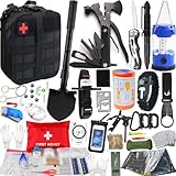318-teiliges Notfall-Überlebens-Set, Überlebensausrüstung und Ausrüstung, Erste-Hilfe-Set, Mittelbedarf für Fahrzeuge, Reisen, Auto, Camping, Wandern, Katastrophen-Vorsorge