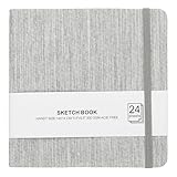 PATIKIL Aquarell-Skizzenbuch, 14 x 14 cm, 24 Blatt, 300 g/m², Aquarellpapier, Skizzenbücher, säurefrei, Aquarell-Tagebuch, Hardcover, Künstlerpapierblöcke zum Malen, Hellgrau