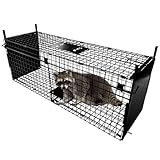 Thealyn Tierkäfig Falle 80 X 33 X 27 cm Doppeltür Tierkäfig Falle Metall Falle Käfig Humane Lebendtierfalle für Kaninchen, streunende Katze, Eichhörnchen, Waschbär, Maulwurf, Gopher, Opossum