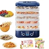 Ormyil 5-schichtiger Dörrautomat Gefriertrockner Für Zuhause Zwei Tasten Und LED-Anzeige,mit Temperaturregler 35-70°C Und 48H-Timer，BPA Frei，Dörrgerät Geeignet Für Obst, Fleisch Und Gemüse