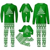 Weihnachtspyjama für Familie, passendes Set, langärmelig, Loungewear, Nachtwäsche, Familien-Pyjama, passende Sets, 02Grün, XL