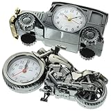 CORHAD 2 Stück Motorrad Wecker Vintage aus Metall Batteriebetriebener Retro Tischwecker in Schwarz Dekorativer Wecker für Büro und Schlafzimmer