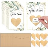 Svalor DIY Rubbelkarten mit Umschlägen Set, 6 Stück Rubbelkarten Selbst Beschriften, mit 6 Kraftpapier Umschläge, und 3 Herzform Kratzfilm, für Geburtstag, Party, Hochzeit etc.