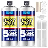 2K Epoxidkleber 100ml, 5 Minuten Kraftkleber - Transparent 2 Komponenten Epoxidharz Kleber Extra starker Klebstoff zum Kleben und Versiegeln von Metall, Kunststoff, Holz, Glas, Stein, Keramik