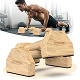 HSYFUNA Liegestützgriffe Holz, Parallettes, Rutschfeste Griffe Liegestütze, Push Up Bars, Liegestützgriffe für Muskeltraining und Krafttraining, Handstand Griffe für Indoor & Outdoor