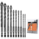 Bohrer Set, Lytool 10 tlg. Bohrer mit Sechskantschaft Fliesenbohrer Glasbohrer Universalbohrer für Hobbybastler, Ø 3-12 mm
