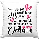 Trendation - Muttertag Kissen Geschenk für Mama und Oma Dekokissen mit Füllung Mama Geschenkidee Spruch (Grau)
