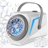 Blubbel LED Seifenblasenmaschine, 4X 90ml Seifenblasenflüssigkeit Tank, Seifenblasen Maschine, Seifenblasenpistole Kinder, Luftblasen Bazooka Bubble Maschine, Geschenk, Hochzeit