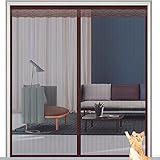 Magnetischer Netzvorhang für Tür mit magischem Klebeband, atmungsaktiv, Anti-Fliegengitter, Türvorhang, freihändiger Eingang, Braun, 200 cm x 200 cm