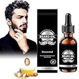Bartpflege Öl für Männer, 100% Natürliche Bartpflege für Herren, Weichmacher und Feuchtigkeitsspender, Arganöl, Sandelholz Feuchtigkeitsöl, Glattes, Nährendes (30ml, Unparfümiert)