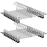 SONGMICS Hosenbügel aus Metall, 20er Set, Kleiderbügel mit Klammern, 31 cm lang, rutschfest, für Hosen, Röcke und Socken, Rockbügel, gut belastbar, Silber-Schwarz CRI003-20