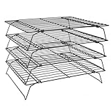 Lifhety 4 Etagen Abkühlgitter - Kuchengitter Zusammenklappbar & Stapelbar (40x25cm) für Kekse, Brot & Kuchen |Abtropfgitter Backzubehör zur Platzsparenden Lagerung