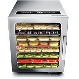 Arendo - Edelstahl Dörrautomat 8 fach - 500 Watt mit Temperaturregler - Dörrgerät für Lebensmittel Fleisch Früchte Obst Pilze - Timer bis zu 24 h - 8 Einlegefächer - GS - Dehydrator