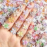 GlamRays 60 Stück Blumen Nagelkunst Charms 3D Hawaii Blumen Nagel Kristalle Hibiskus Blumen Nagel Edelsteine Bunte Blumen Nagel Diamanten Sommer Nagel Schmuck Kleine Blumen
