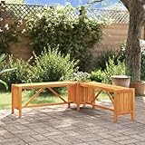 Teenpull Garten-Eckbank mit Pflanzkübel, Massivholz Akazie, 117x117x40 cm, wetterfeste Terrassenbank für Außenbereich, langlebige Gartenbank für Veranda & Vorgarten