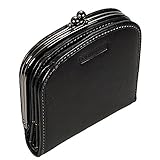 GoBago Damenbörse Portemonnaie Geldbeutel Bügelbörse Damen Geldbörse Leder (Schwarz)