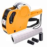 MX5500 Preisauszeichnungspistole mit 5150 weißen Etikettenpistolen-Aufklebern und 3 extra Tintenrollern, Preisauszeichnungspistole, 8-stellige Etiketten für Lebensmittel, Gelb