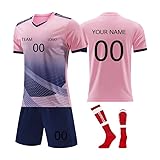Maßgeschneiderte Fußballtrikots Individuelles Fußballtrikiot Benutzerdefiniert Trikot Personalisiertes Trikot Set Kinder Erwachsene mit Namen, Kinder Kurz Fußball Set Herren Trikots Shorts Socken Set