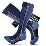 OutdoorMaster Merino Wolle Ski Socken, leichte Kissen Kompression Thermische Socken für Männer und Frauen, kaltes Wetter Snowboarding Socken über dem Kalb rutsch feste Manschette, schützen Knöchel