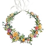 Xinyanmy Blumenkranz Haare Blumenkrone für Frauen Mädchen Blumenstirnband Künstliche Blumen Krone Haar Blumenkranz Haarband Mit Band für Party Festival Hochzeit Zeremonie