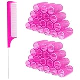 18 Stück Lockenwickler Klein 25mm Selbsthaftende Profi haarwickler Mit Kleinem Kamm Ohne Hitze Professionelle Friseur-Tools Für Langes Mittellanges Und Kurzes Haar Für Salon Und Zuhause