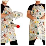 Lustig SchüRze Mit Verstecktem Penis, Lustige PlüSch Penis KochschüRze GrillschüRze KostüM FüR Sterne Schürze mit Taschen Blau und Rot Verstellbare Träger Küchenschürze für Kochen Backen (D)