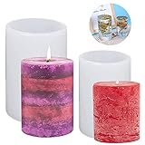 2Pcs Kerzen Gießform,Kerzenform Silikon Rund,DIY Silikonform,Gießformen Kerzen,für Kerzenherstellung,Handgefertigte Seife,Duftkerzen,Handwerk Ornamente,Zylinder Harzgussform (A)