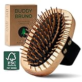 BUDDY BRUNO® Hundebürste Langhaar mit 'SafePin' Holzborsten, MADE IN DE, natürliche Fellbürste für die tägliche Fellpflege, Premium Striegel für Hunde & Katzenbürste, sensitiv, FSC®