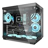 CPS C3T500 ARGB Sales Kit Tower ATX-Gehäuse, PCCOOLER Tower-PC-Gehäuse, 6 120 mm ARGB-Lüfter, kompatibel mit RTX 40 Serie, doppelseitiges volles hochdurchlässiges Glas, säulenfreies Design (Schwarz)