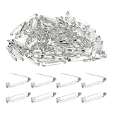 QUARKZMAN 120 STK. Sicherheitsnadel 35mm Weiß Silber Broschenverschluss Pins Rückenverriegelung Pin Abzeichen Rücken mit Loch für DIY Handwerk Namensschilder Abzeichen Corsage
