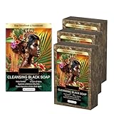Afrikanische Schwarze Seife, African black soap, Bio Handgemacht Afrikanische Schwarze Seife, Gleicht Fettige Haut Aus, Anti Ageing, Klärt Unreinheiten und Lässt Dunkle Flecken Verblassen (3, 100G)