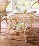 Dekoleidenschaft Rattantisch Natur lackiert, rund Ø 62 cm, Beistelltisch, Couchtisch, Wohnzimmertisch