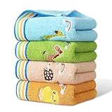 Yudobliss Handtuch, 4 Stück Cartoon Handtuch, 25 x 50cm Stickerei Handtücher, Handtücher mit Cartoon Tiermuster, Für für Sport, Camping, Heim, Hochzeit (4 Farben)