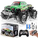 DEERC Amphibischer RC-Monstertruck/Boot, IPX7 wasserdichtes ferngesteuertes Auto mit Gestensteuerung, 2.4GHz 4WD RC-Auto mit 360°Drehung, LED-Licht, 40 Minuten Spielzeit, Spielzeug für Kinder von 6–12