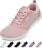 LENUVER Barfußschuhe Damen Sommer Barfussschuhe Herren Traillaufschuhe Atmungsaktiv Straßenlaufschuhe Leichte Fitnessschuhe Schnell Trocknend Sneaker (Rosa, 38EU)