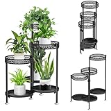 JOENCOST 6Tier Metall Pflanzenständer Blumenregal Pflanzenregal, 115cm Hoch Rostfrei Blumenständer Blumenbank Blumentreppe Pflanzentreppe Standregal für Drinnen Draußen Garten Balkon Deko ( Schwarz)