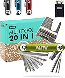 AARON Tool 20 in 1 Multitool - Fahrrad Multifunktionswerkzeug aus rostfreiem Stahl/Aluminium - faltbares Mini Fahrradwerkzeug mit vielen Funktionen - praktisches Bike Tool in Grün