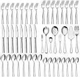 Terlulu Besteck Set 12 Personen, 68 teilig Edelstahl Besteckset mit Serviergeräten, Essbesteck Set mit Messer Gabel Löffel, Hochwertiges Edelstahlbesteck, Hochglanzpoliert & Spülmaschinenfest