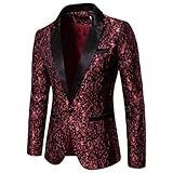 Mymyguoe Pailletten Sakko Herren Blazer Showmen Festival Outfit Anzugsakko Sportlich Rave Outfit Gold Jacke Hochzeit 70Er 80Er Jahre Kostüm Goldene Festliches Outfit Modisch Suit Freizeit